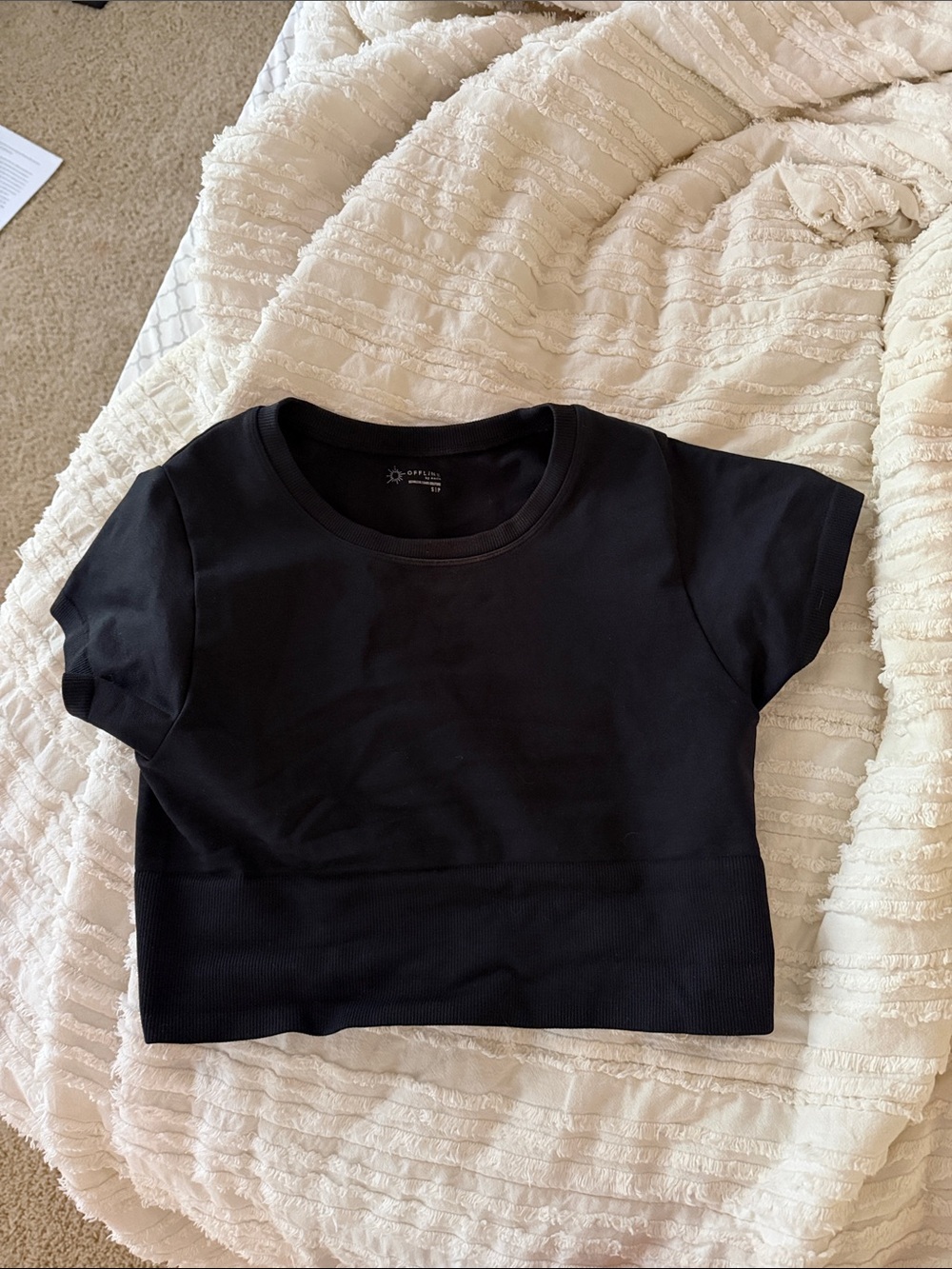 Black Crop Top Tee - Athletic Short Sleeve